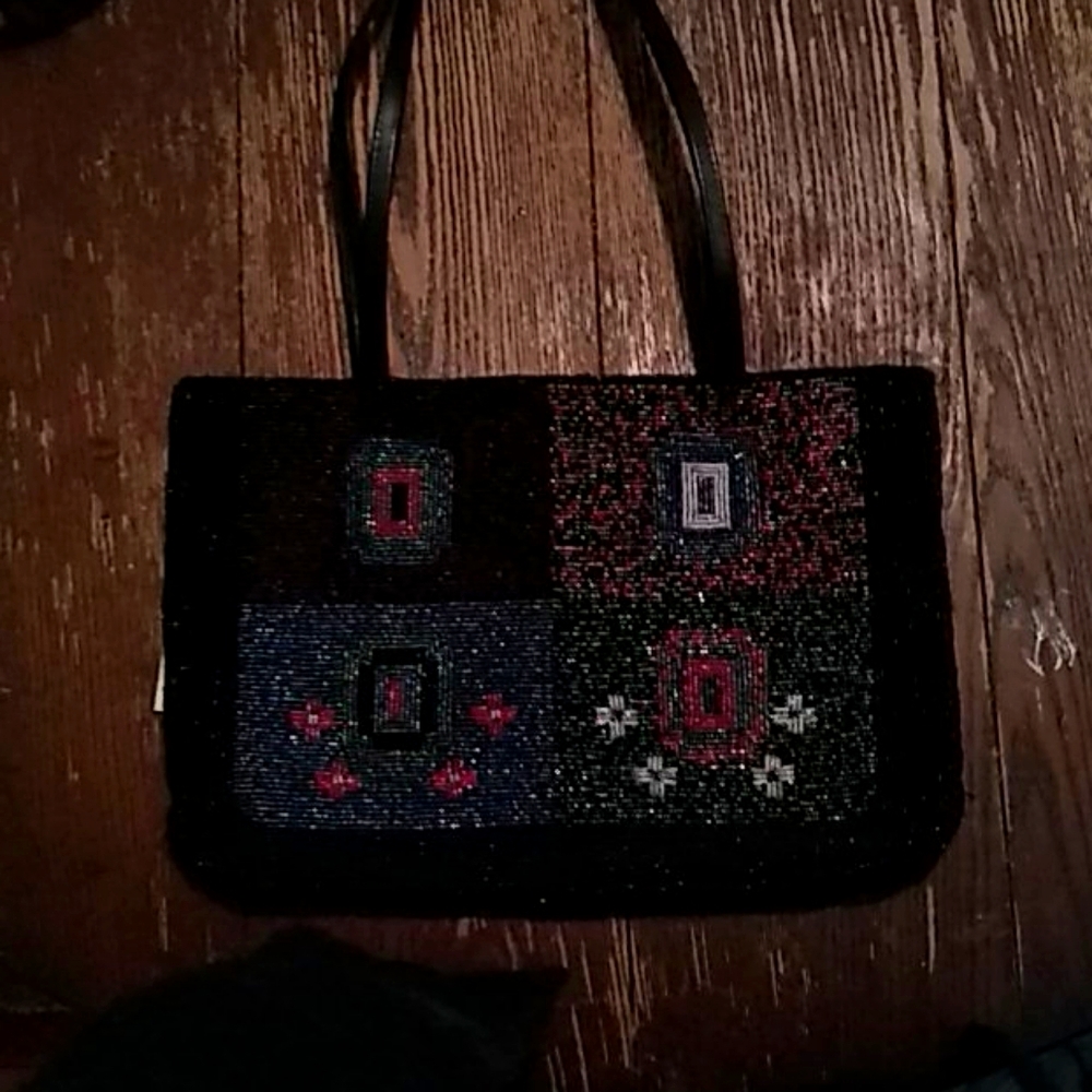 Another Y&S Original black glass bead purse